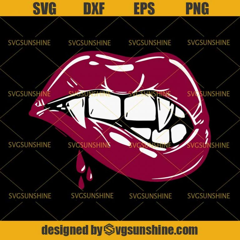 Lips Halloween Svg Dripping Blood Mouth Vampire Lip Teeth Horror Svg