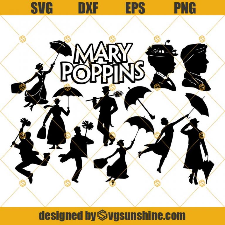 Mary Poppins Svg Bundle Mary Poppins Svg Png Dxf Eps Cut Files Clipart