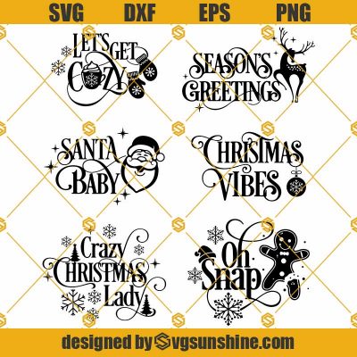 Christmas Svg Bundle Let Get Cozy Svg Christmas Vibes Svg Santa Baby