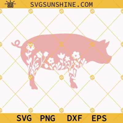 Floral Pig SVG PNG DXF EPS Files Pig Flowers SVG Pig SVG