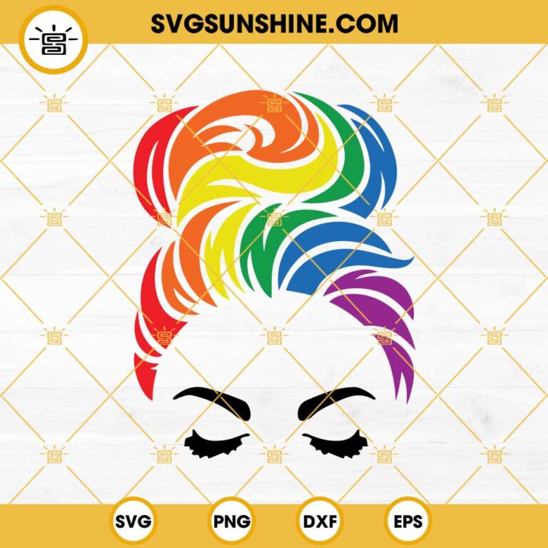 Pride Messy Bun Hair Svg Lgbt Svg Rainbow Pride Svg Lgbtq Svg Gay