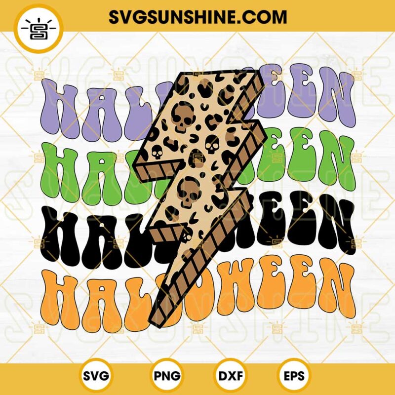 Halloween Leopard Print Lightning Bolt SVG PNG DXF EPS Cut Files For