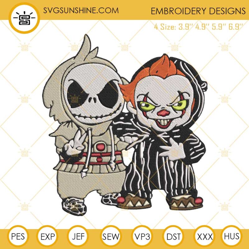 Jack Skellington And Pennywise Embroidery Designs Halloween Embroidery