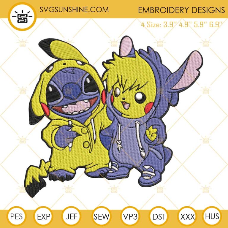 Pikachu And Stitch Machine Embroidery Design File