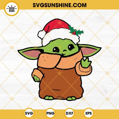 Merry Christmas Baby Yoda SVG PNG DXF EPS Vector Clipart