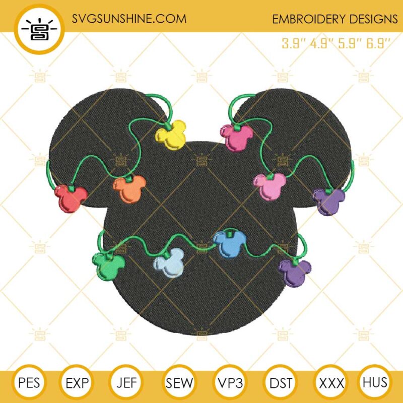 Disney Mickey Christmas Lights Embroidery Designs Mickey Christmas