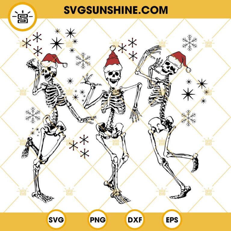 Dancing Skeletons Christmas Svg Files Skeleton Santa Hat Christmas Svg