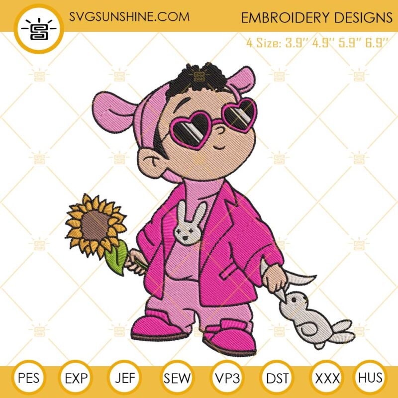 Bad Bunny Sunflower Embroidery Design Baby Benito Bunny Embroidery