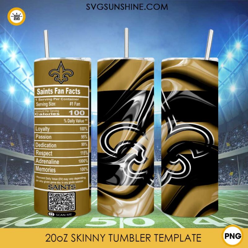 New Orleans Saints Fun Facts Oz Skinny Tumbler Template Png New