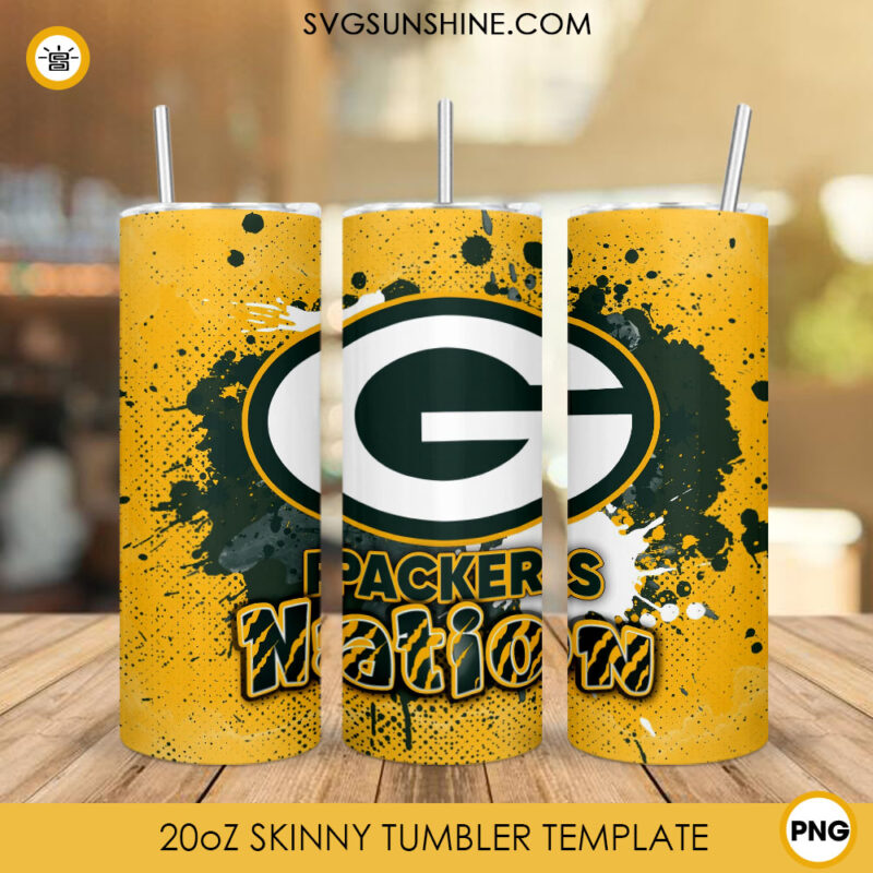 Packers Nation Tumbler Wrap Png Green Bay Packers Oz Skinny Tumbler