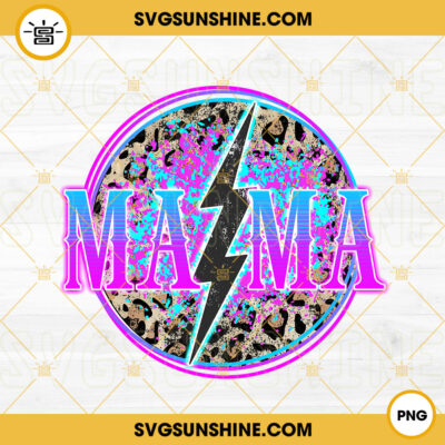 Mama Lightning Bolt Leopard Circle Png Mom Png Mama Retro Png Digital