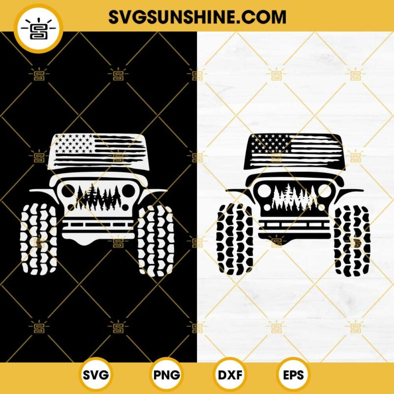 American Flag Jeep Svg Off Road Car Svg Off Road Forest Svg Usa X