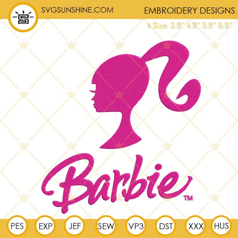 Barbie Embroidery Designs Pink Doll Machine Embroidery Files