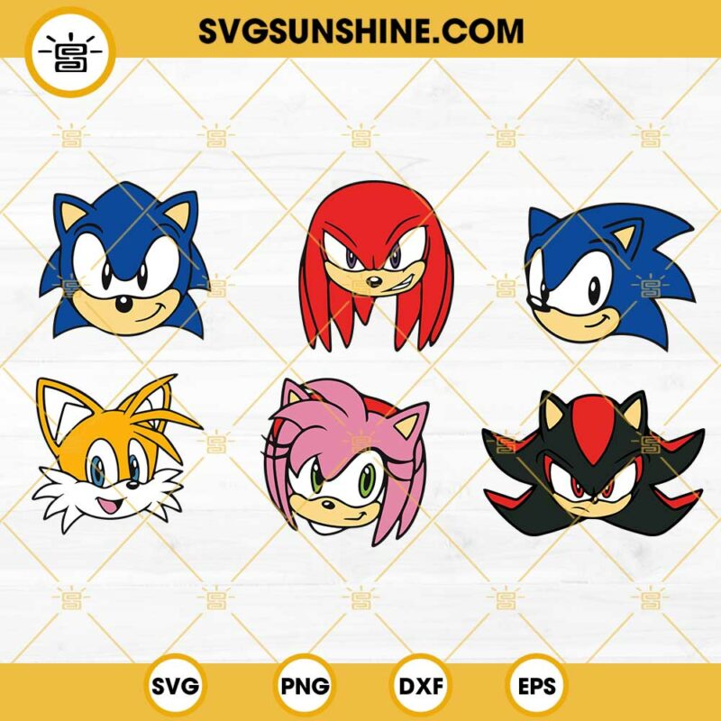 Sonic The Hedgehog Face SVG Bundle Amy Rose SVG Tails SVG Knuckles SVG