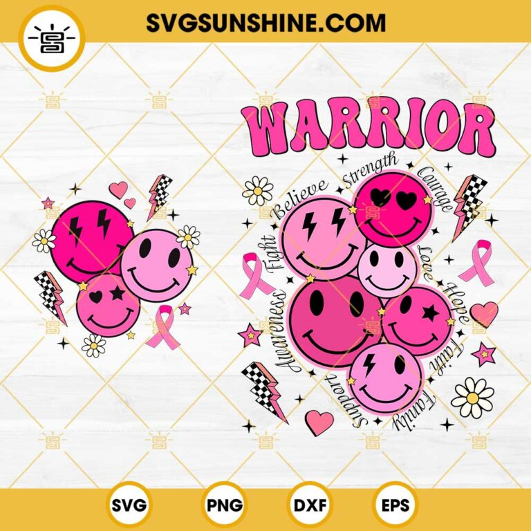 Breast Cancer Warrior Svg Breast Cancer Ribbon Svg Pink Smile Face