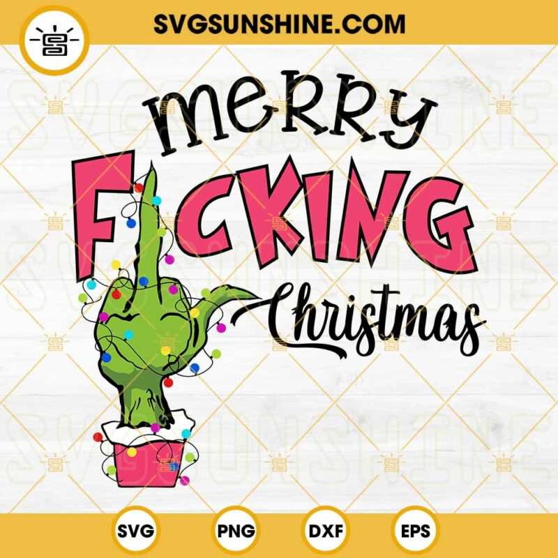 Grinch Middle Finger SVG Grinch Merry Fucking Christmas SVG Pink