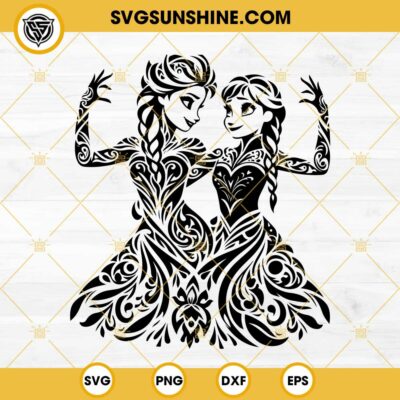 Elsa And Anna SVG Mandala Zentangle SVG Frozen Disney Princess SVG