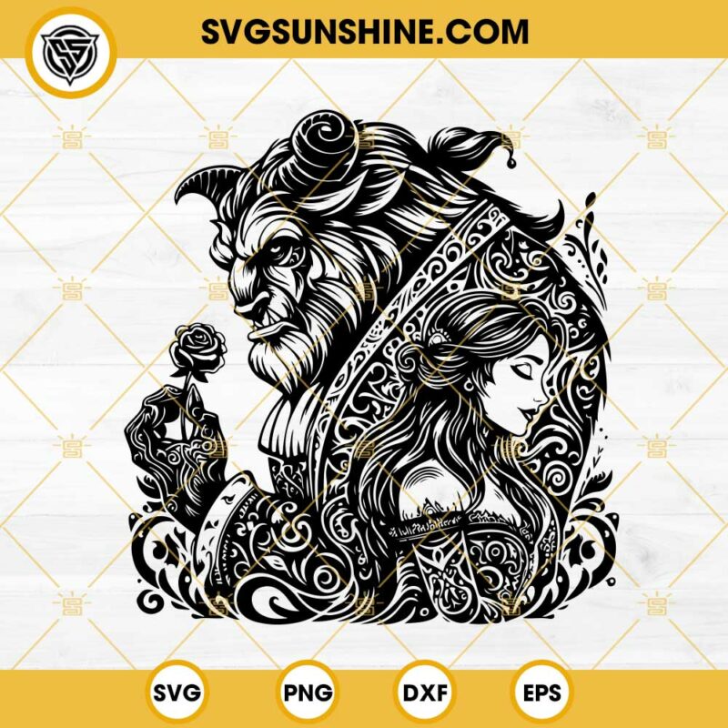 Beauty And The Beast Mandala Zentangle Svg Belle Svg Beast Svg