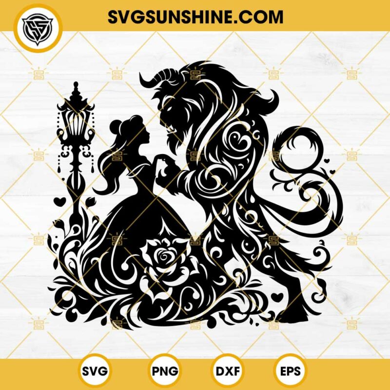 Beauty And The Beast Svg Mandala Zentangle Svg Belle And Beast Svg