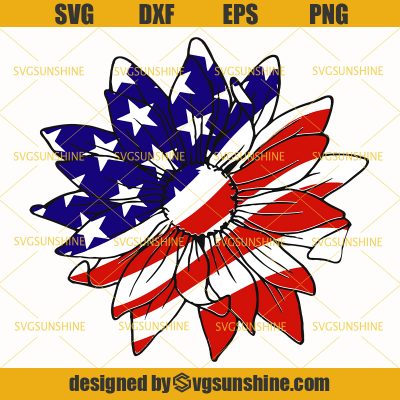 Patriotic Sunflower Svg, American Sunflower Svg , American Flag Svg 