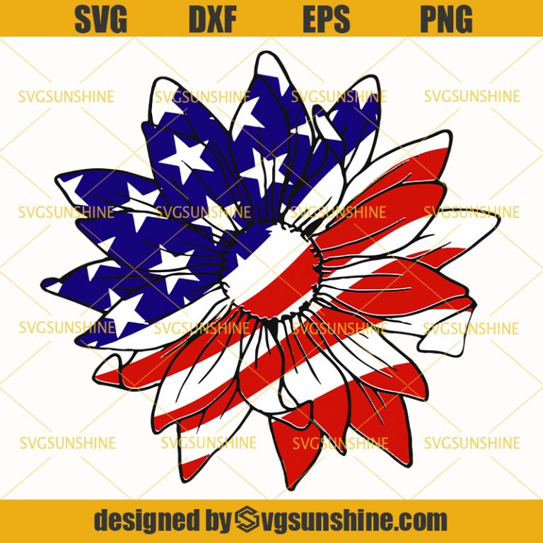 Patriotic Sunflower Svg, American Sunflower Svg , American Flag Svg ...