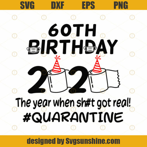 60st Birthday 2020 The Year When Got Real Quarantine Funny Toilet Paper Twenty First Silhouette SVG PNG Cutting File Cricut Digital Download