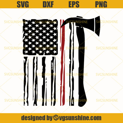 Firefighter American Flag SVG, Usa Flag SVG, Fireman Distressed Flag SVG