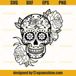 Sugar Skull SVG, Flower Skull Zentangle Boho Mandala SVG