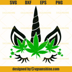 Marijuana SVG, Weed Unicorn Face SVG, Unicorn SVG, Cannabis SVG, Pot Leaf SVG, Weed SVG