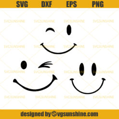 Smiley Face SVG, Happy Face SVG, Wink Smiley SVG