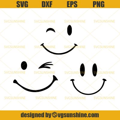 Smiley Face SVG, Happy Face SVG, Wink Smiley SVG - Sunshine