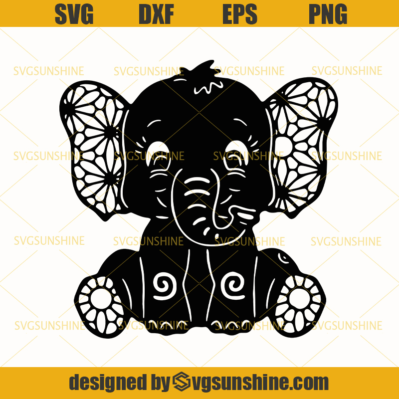Download Mandala Baby Elephant SVG, Mandala Elephant Floral SVG EPS DXF PNG - Svgsunshine