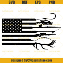 Hunting And Fishing American Flag SVG, Fishing SVG, Hunting SVG, America Flag SVG