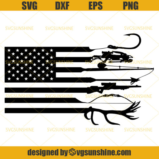 Hunting And Fishing American Flag SVG, Fishing SVG ...