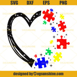 Autism Heart With Puzzle Pieces SVG, Autism SVG, Autism Awareness SVG, Heart Puzzle SVG