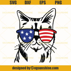 4Th Of July Cat SVG, Funny Cat SVG, Fourth of July Cat SVG, USA Flag SVG, America Patriotic SVG