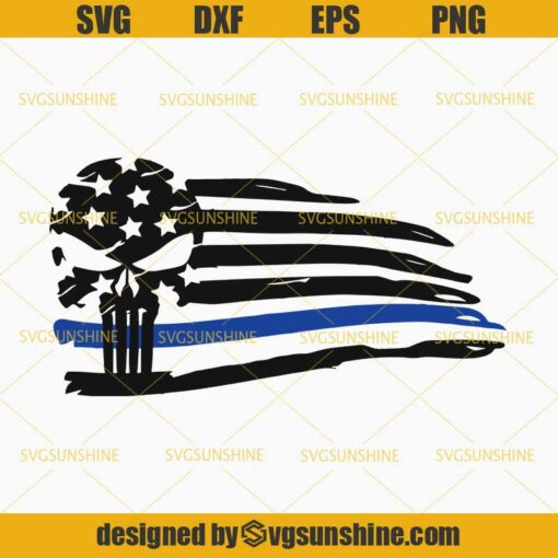 Police Blue Line SVG, American Flag Thin Blue Line SVG, Police SVG, Skull SVG