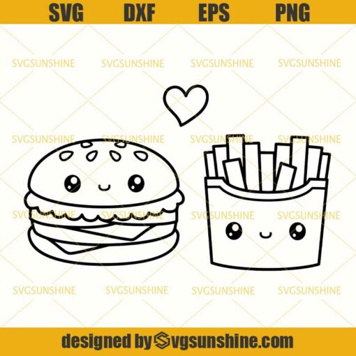 Fry Day Hamburger & French Fries SVG DXF EPS PNG Digital Download