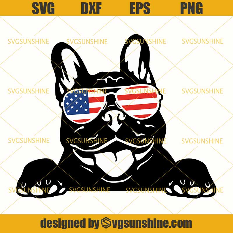 French Bulldog American Flag Glasses SVG, Frenchie SVG ...