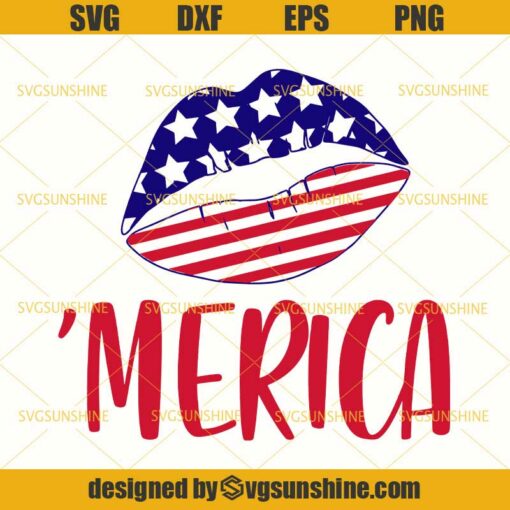 American Flag Lips SVG, Lips SVG, Stars SVG, America SVG, Fourth of July SVG, 4th Of July SVG