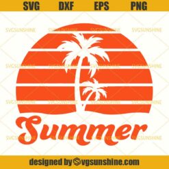 Summer SVG, Summer Sunset with Palm Trees SVG PNG DXF EPS Cutting File