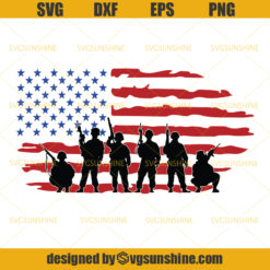 Soldiers With American Flag SVG, Memorial Day SVG, 4th of July Veterans SVG, America Patriotic SVG
