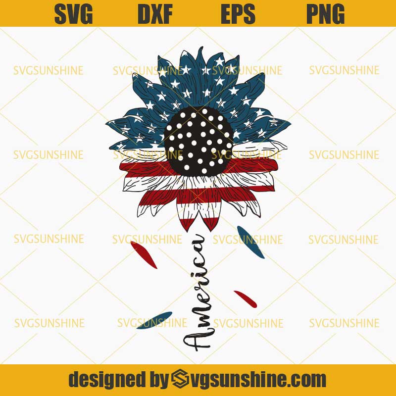 American Flag Sunflower SVG, 4th of July SVG, America SVG ...