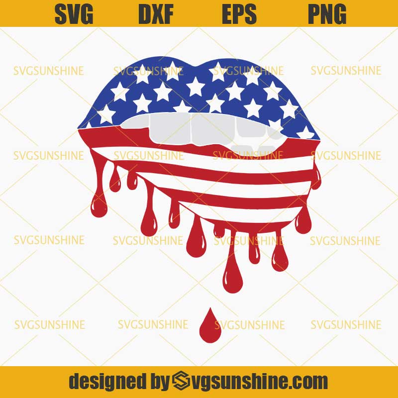 Download 4th Of July SVG, Bleeding Patriotic Lip SVG, American Flag ...
