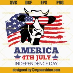4th Of July SVG, Cow SVG, Cow Glasses SVG, America SVG, American Flag SVG, Fourth of July SVG, Independence Day SVG