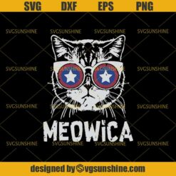 Meowica SVG, Fourth of July SVG, Independence Day SVG, 4th of July SVG, Patriotic Cat SVG, Sunglasses SVG
