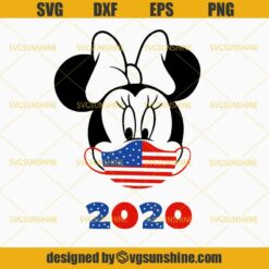 Minnie Head 4th Of July SVG, Disney SVG, USA Flag Mask SVG, America 2020 Quarantine SVG, Fourth Of July SVG
