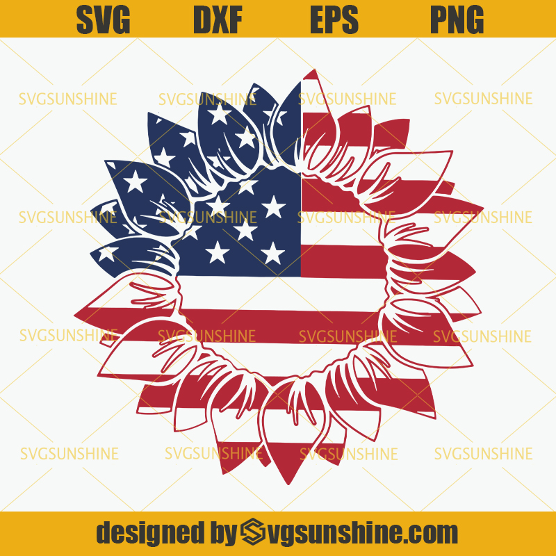 Download Sunflower SVG, Patriotic Sunflower SVG, American Flag SVG ...