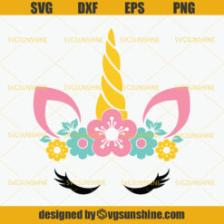 Unicorn SVG, Unicorn Head SVG, Unicorn With Eyelashes SVG, Unicorn Face SVG, Cute Unicorn SVG