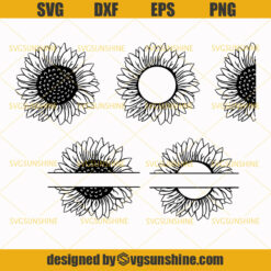 Sunflower SVG Bundle, Sunflower Monogram SVG, Half Sunflower SVG, Sunflower Cut file, Half Sunflower With Quote SVG